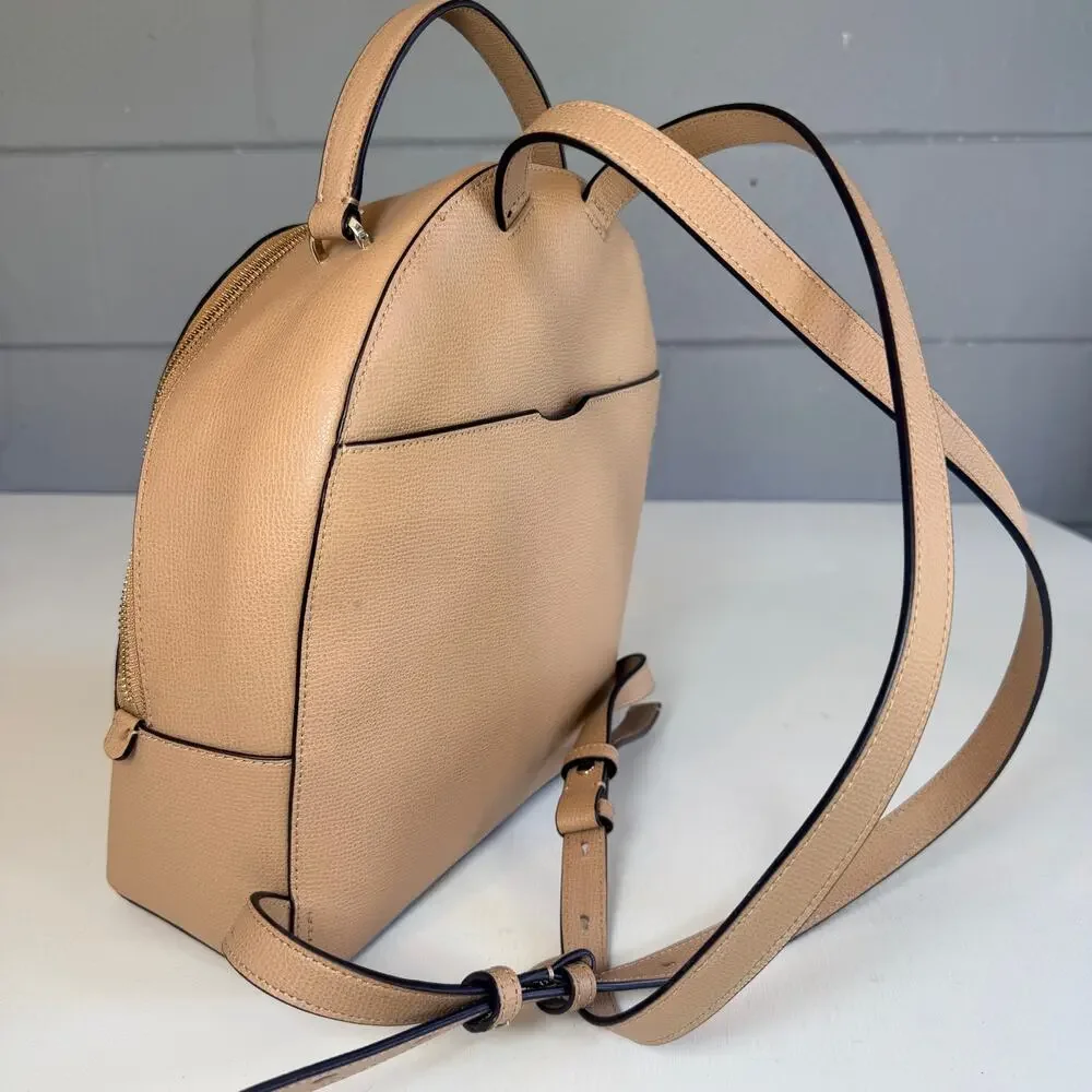 Kate Spade Sylvia Medium Backpack Blush Beige Leather Top Handle Bag